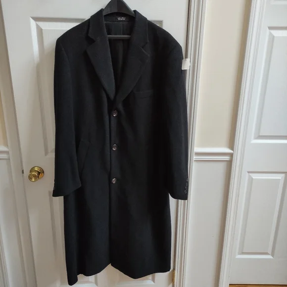 ジャケット・アウター chaps ralph lauren long coat Vtg Chaps Ralph Lauren Mens Overcoat Black Jacket Cashmere Wool